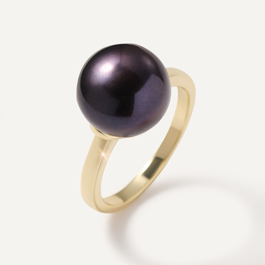 Серебряное кольцо с черным жемчугом