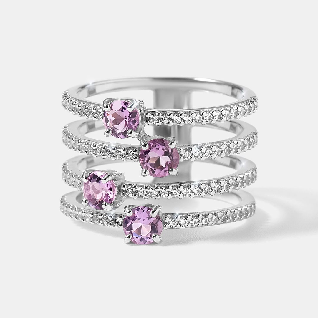 Серебряное кольцо с аметистами