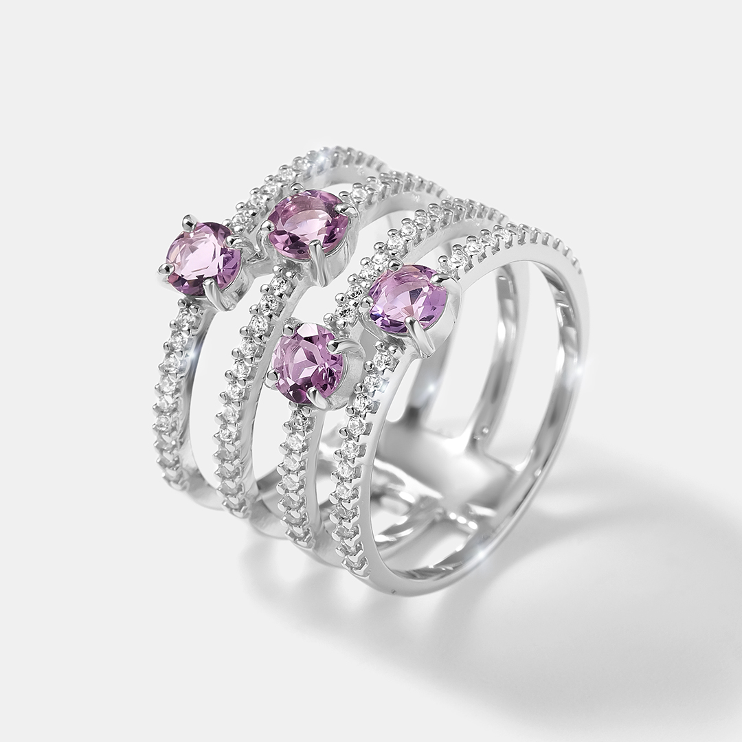 Серебряное кольцо с аметистами