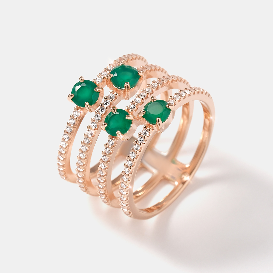 Серебряное кольцо с агатами