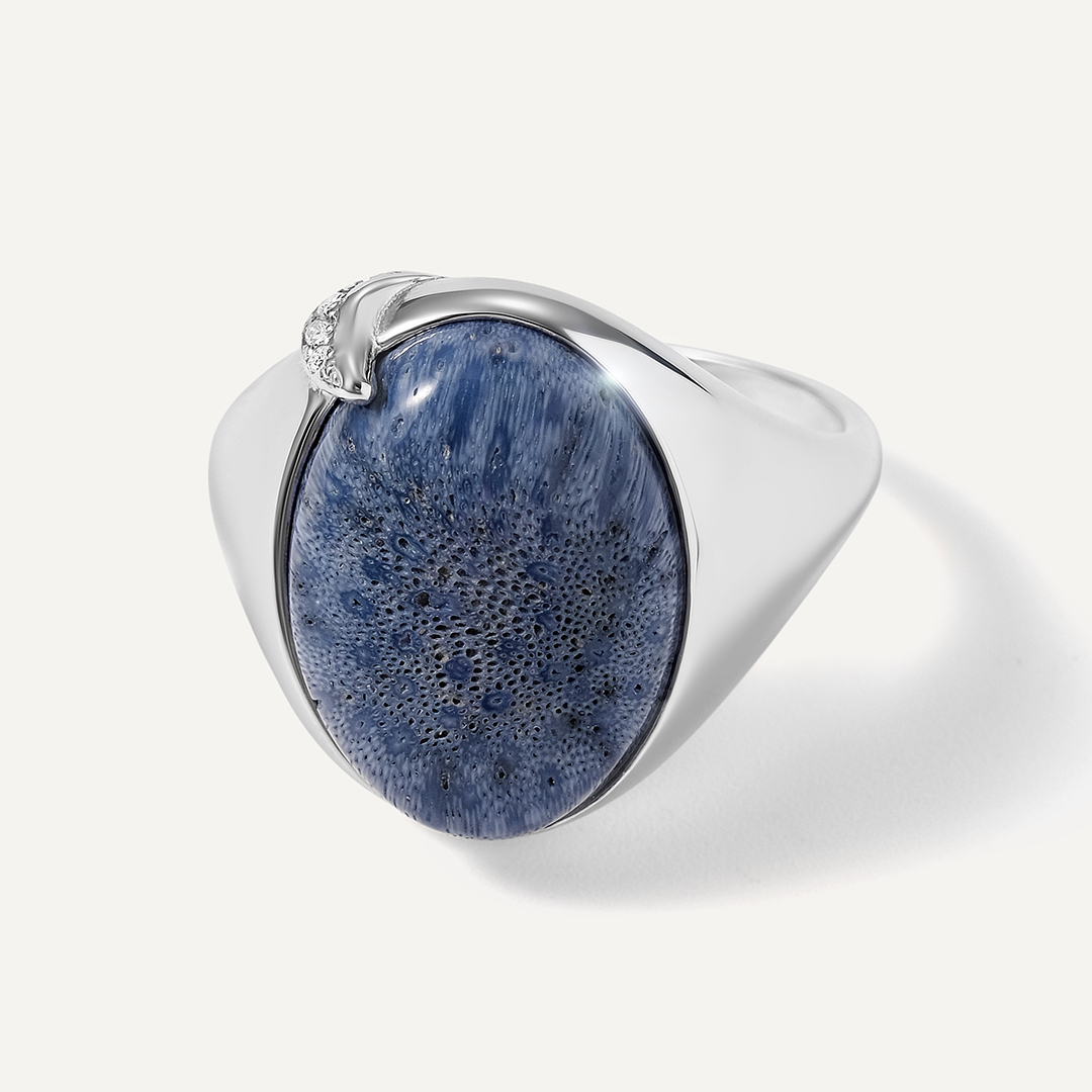 Серебряное кольцо с кораллом Акори