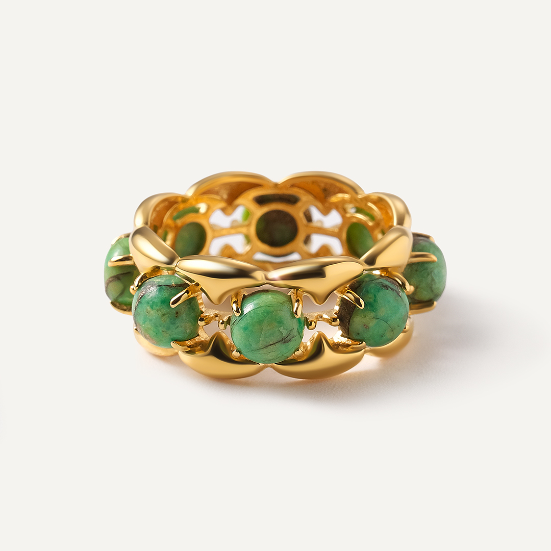 Серебряное кольцо с зеленой бирюзой