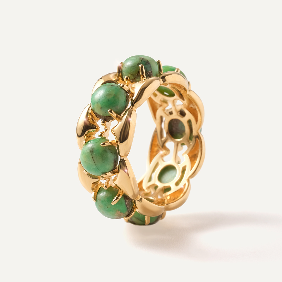 Серебряное кольцо с зеленой бирюзой