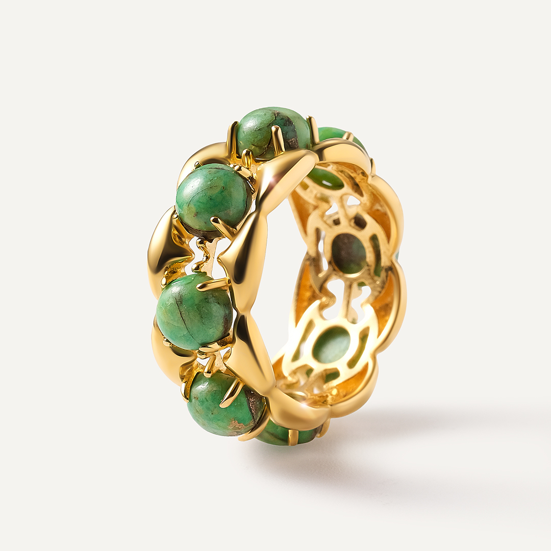 Серебряное кольцо с зеленой бирюзой