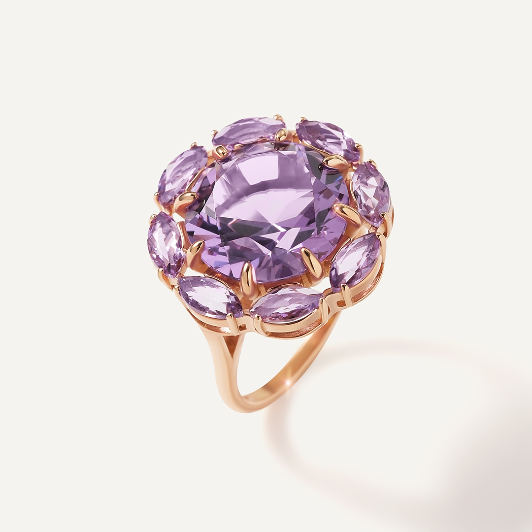 Серебряное кольцо с аметистами