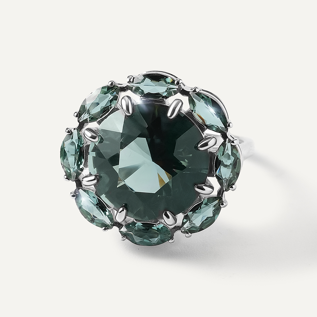 Серебряное кольцо с празиолитами