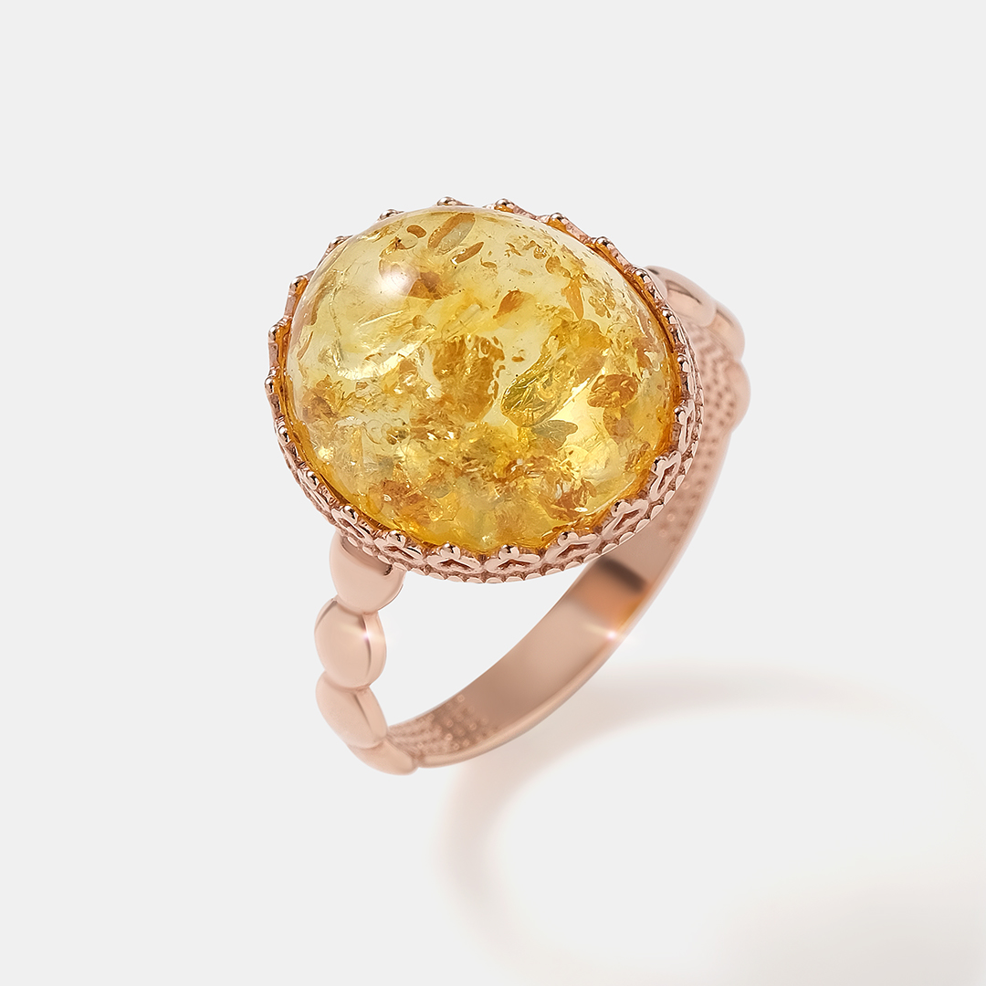 Серебряное кольцо с янтарем