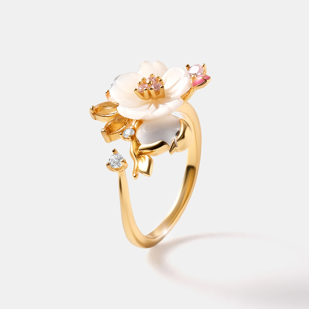 Серебряное кольцо с перламутром "Птичка"