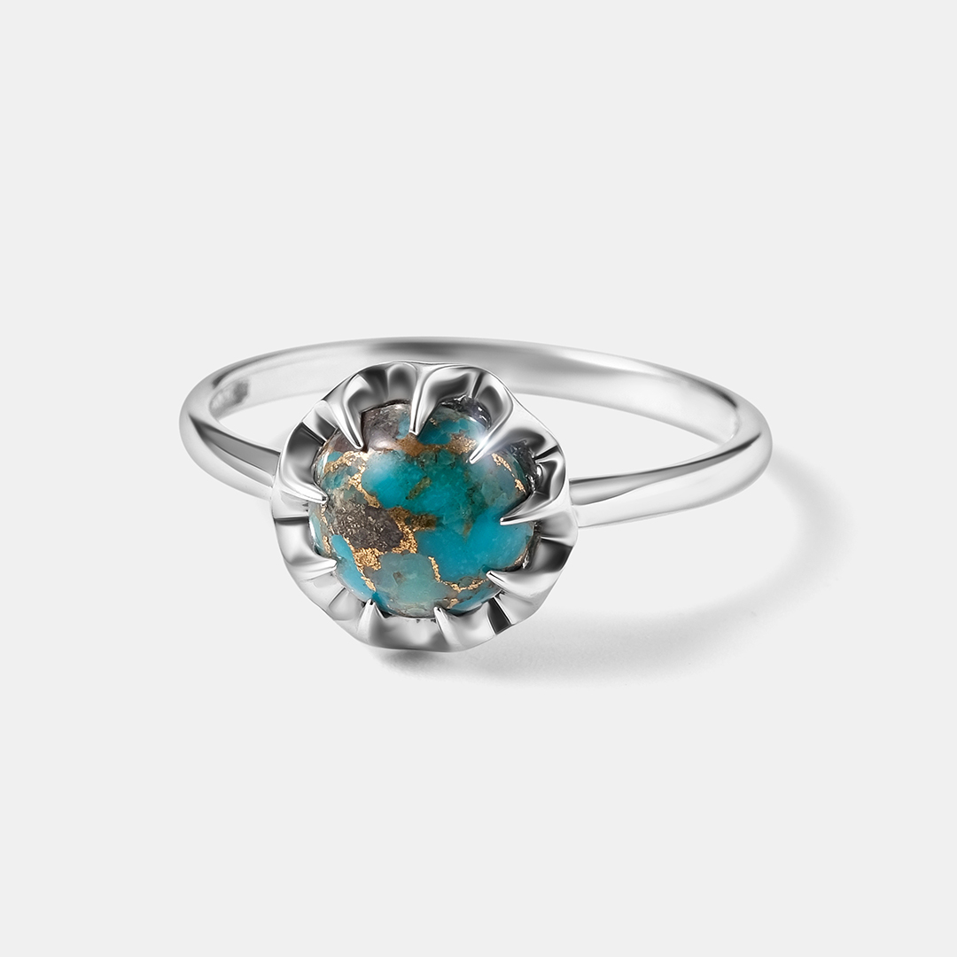 Серебряное кольцо с бирюзой "Цветок"