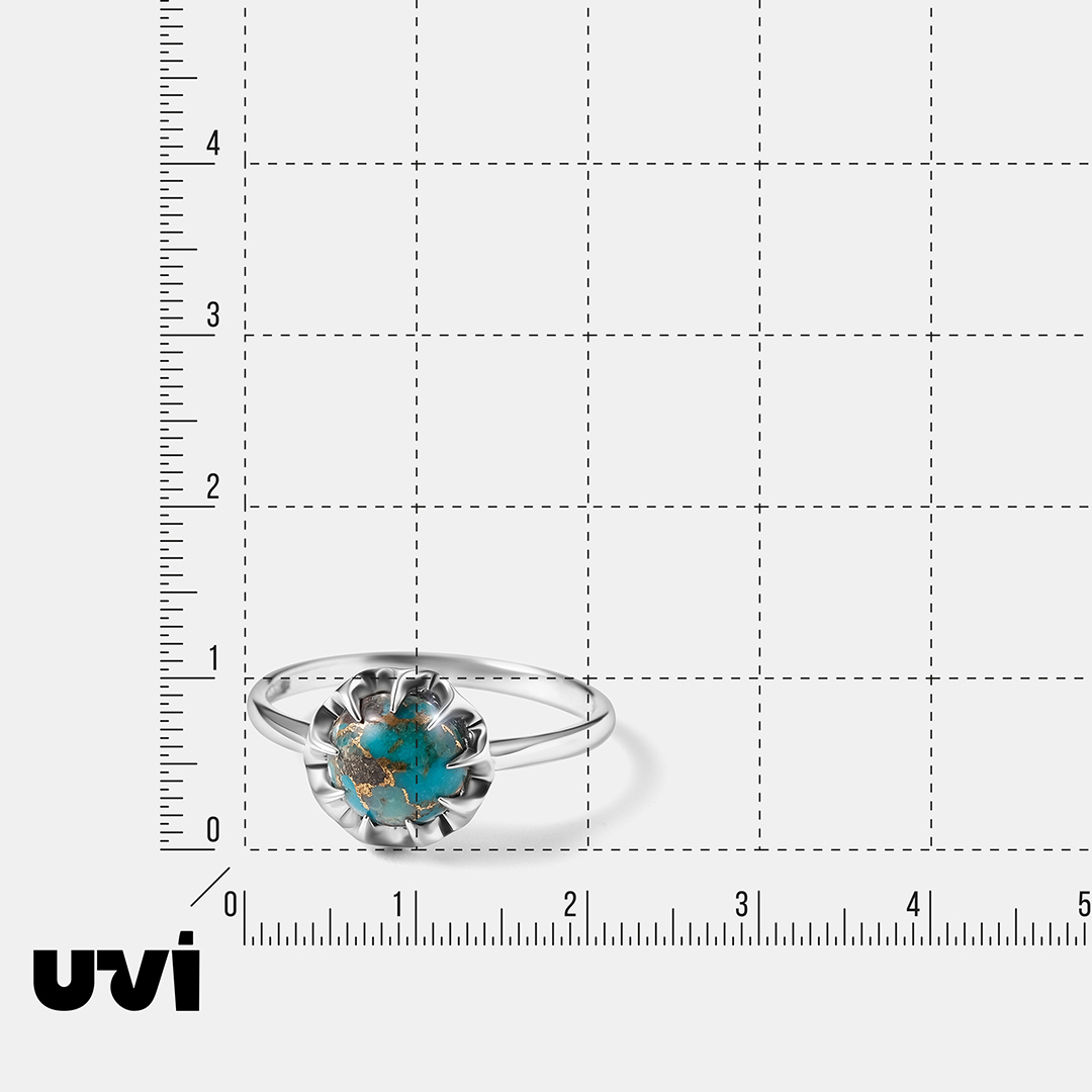 Серебряное кольцо с бирюзой "Цветок"