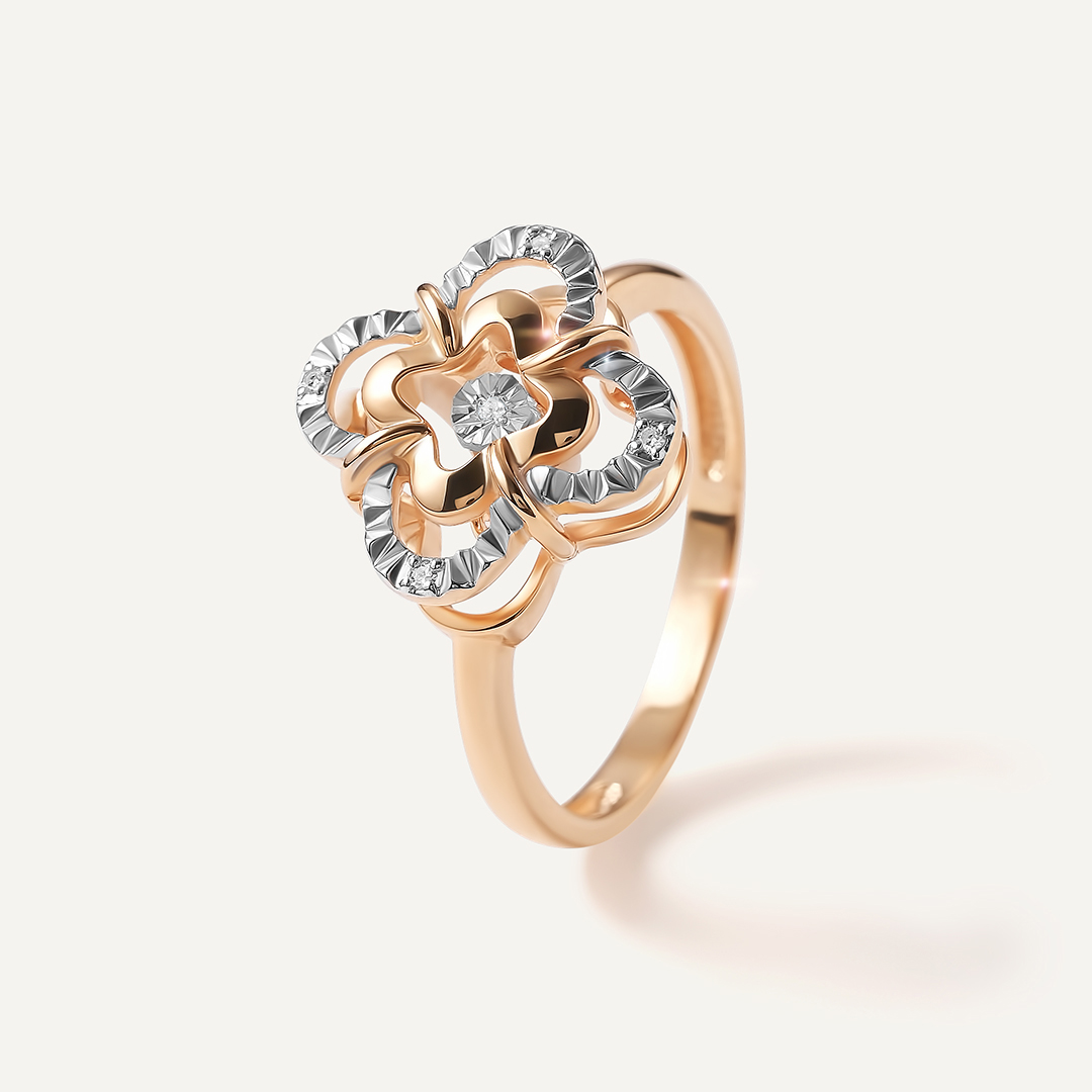 Серебряное кольцо с бриллиантом "Танцующий камень"