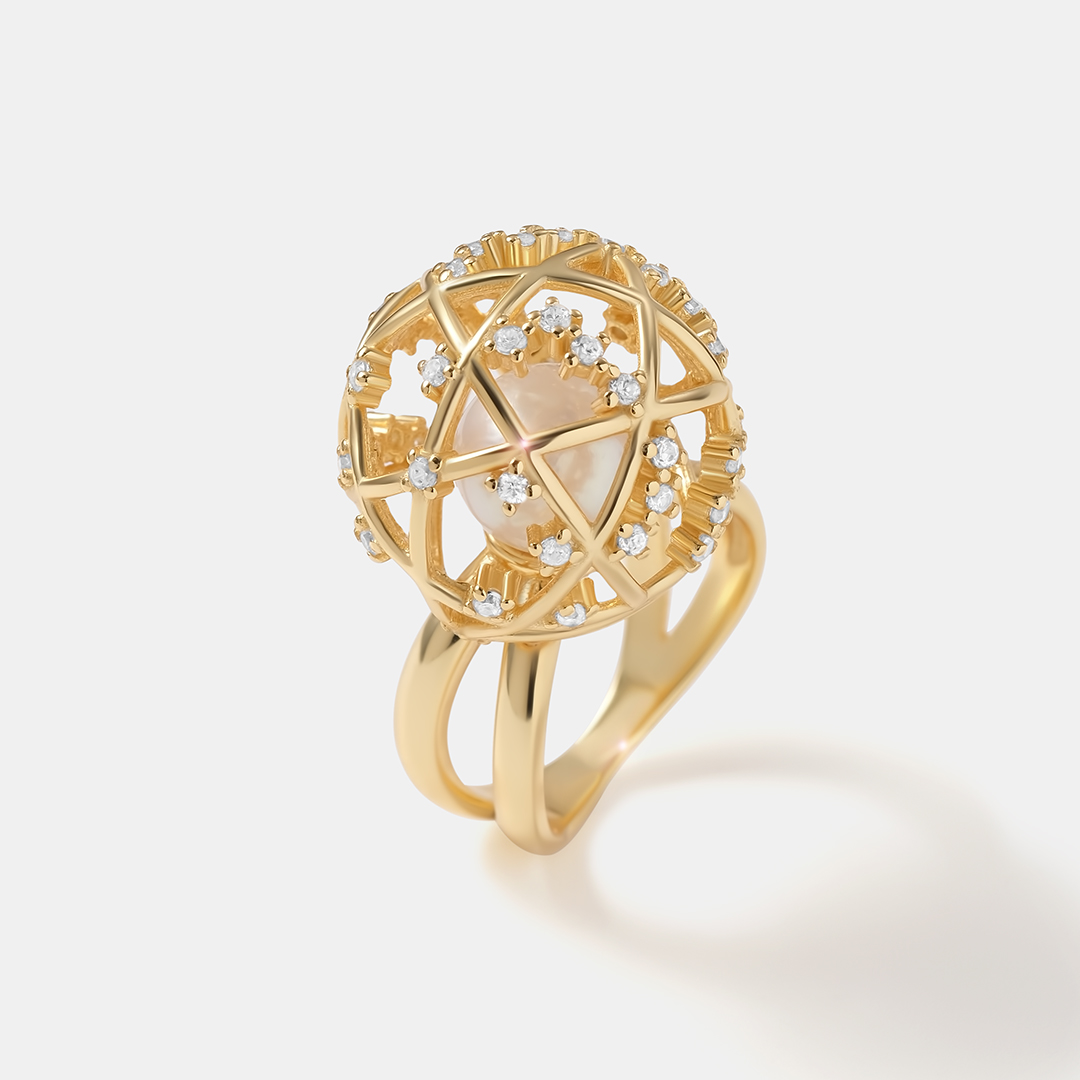 Серебряное кольцо с жемчугом Эдисон