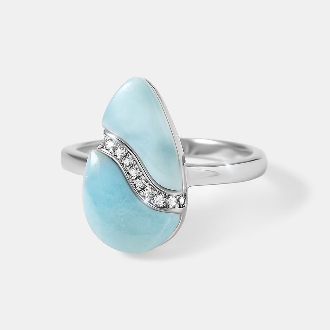 Серебряное кольцо с ларимарами