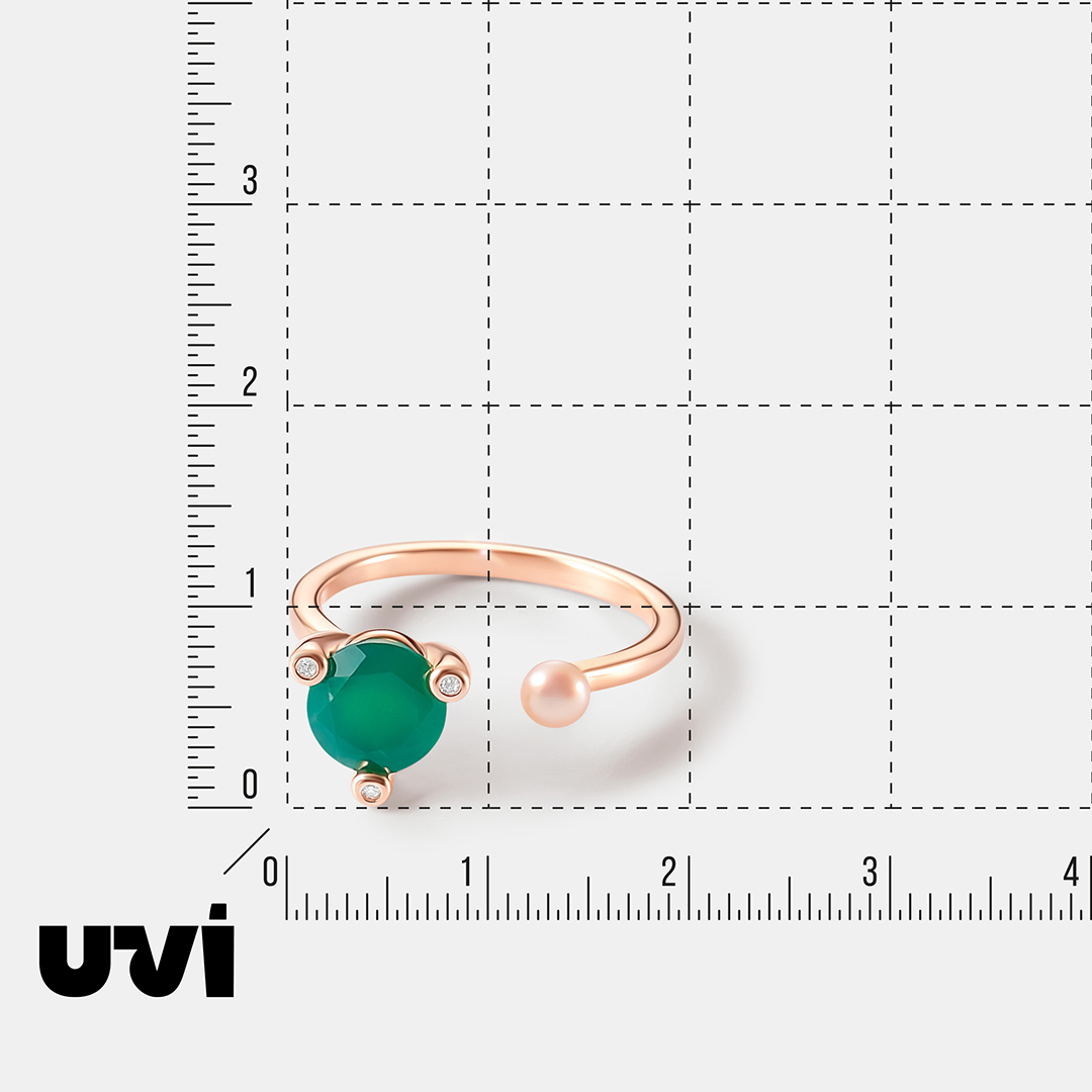 Серебряное незамкнутое кольцо с агатом и жемчугом