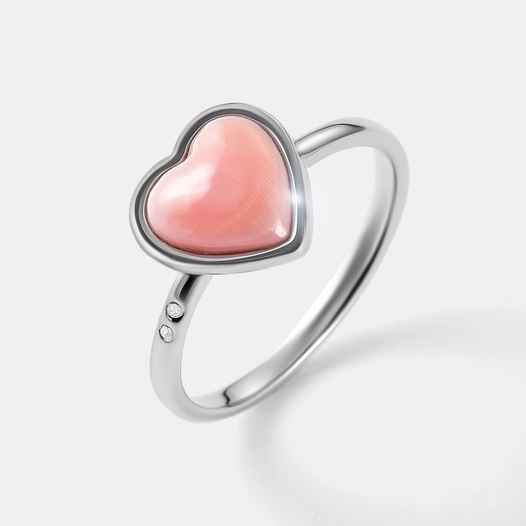 Серебряное кольцо с кораллом "Сердце"