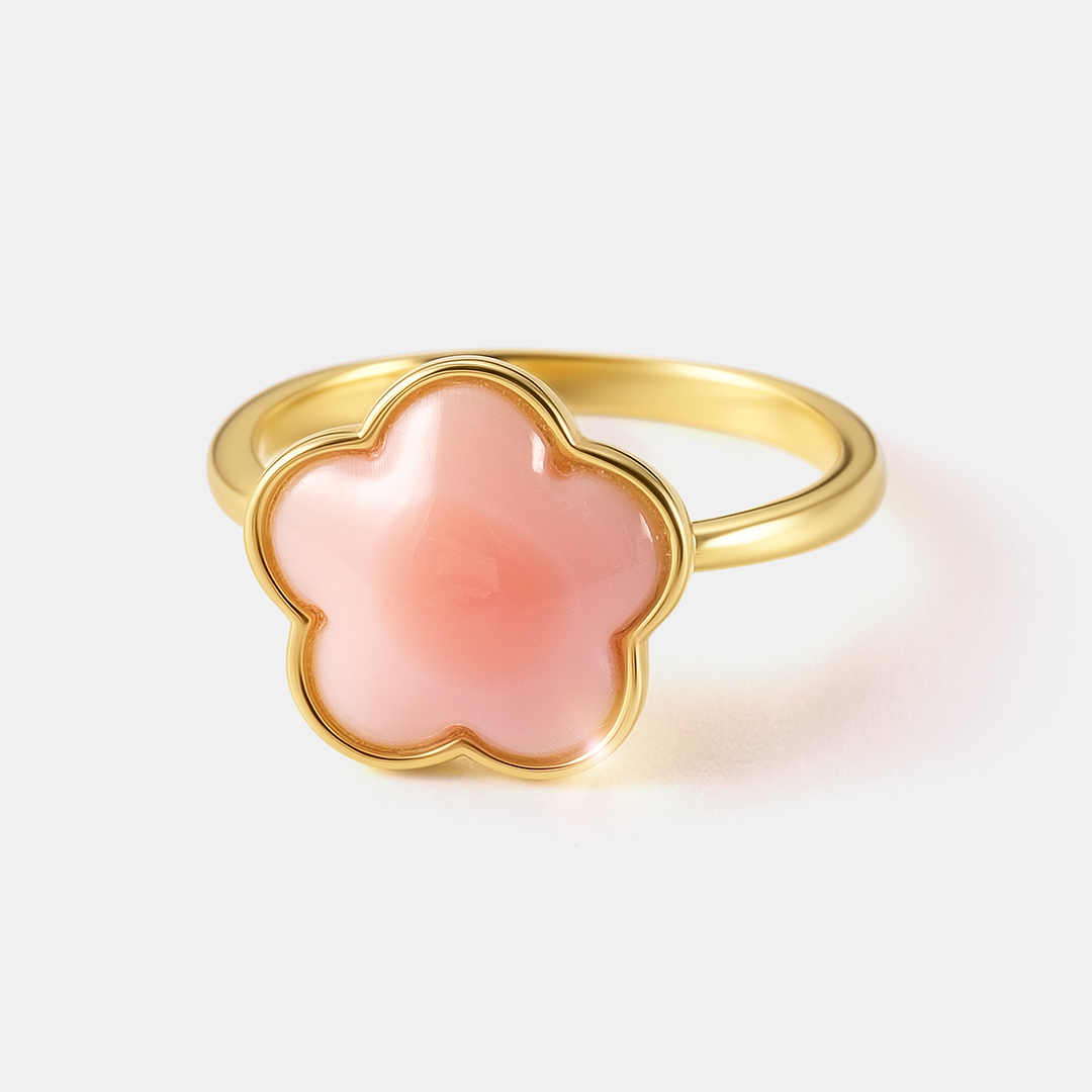 Серебряное кольцо с кораллом "Цветок"