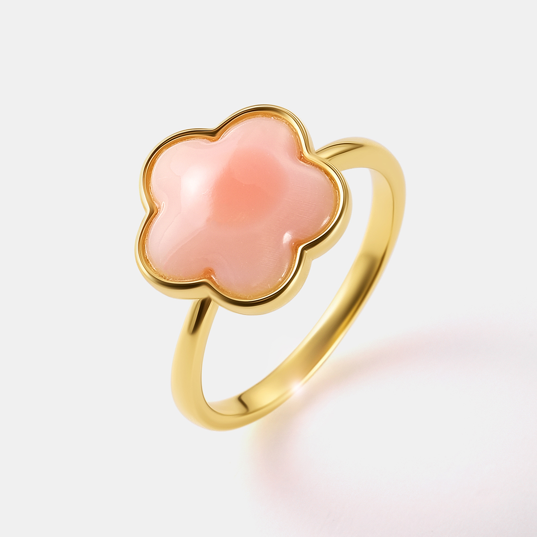 Серебряное кольцо с кораллом "Цветок"