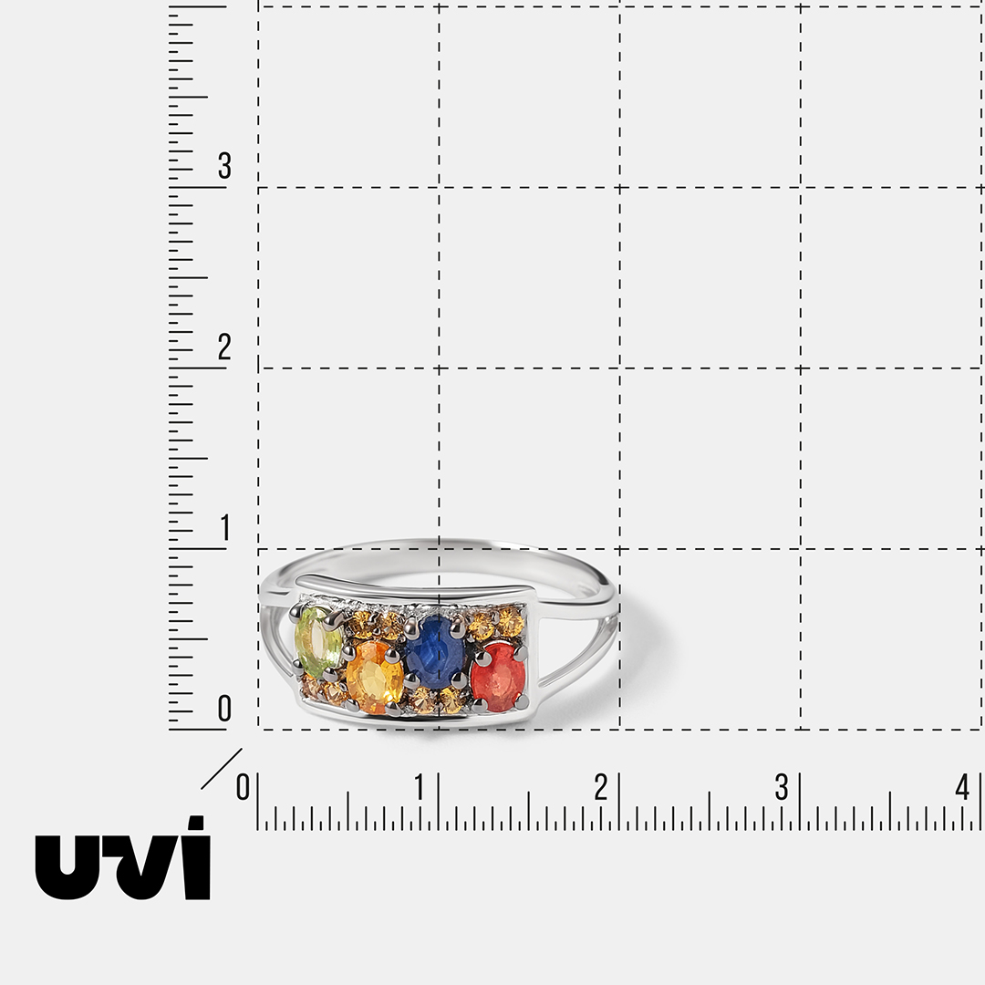 Серебряное кольцо с мультисапфирами
