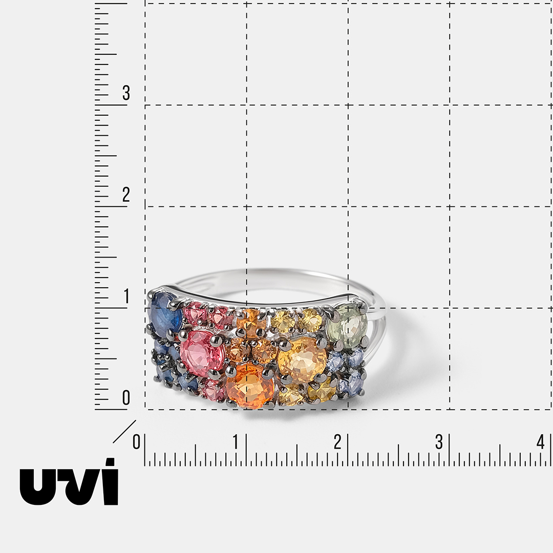 Серебряное кольцо с мультисапфирами