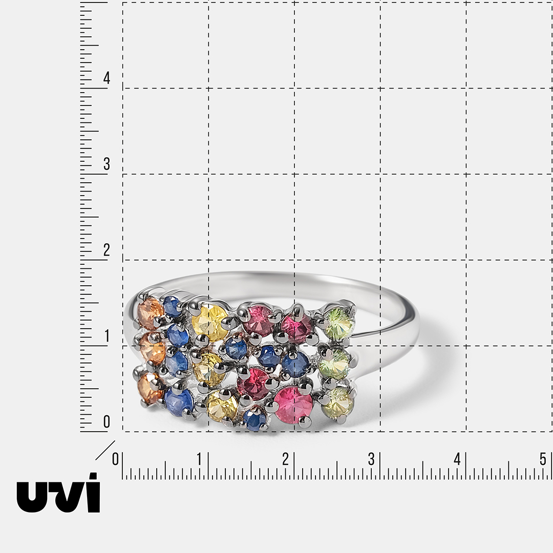 Серебряное кольцо с мультисапфирами