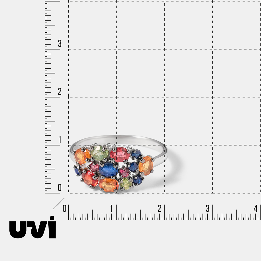 Серебряное кольцо с мультисапфирами