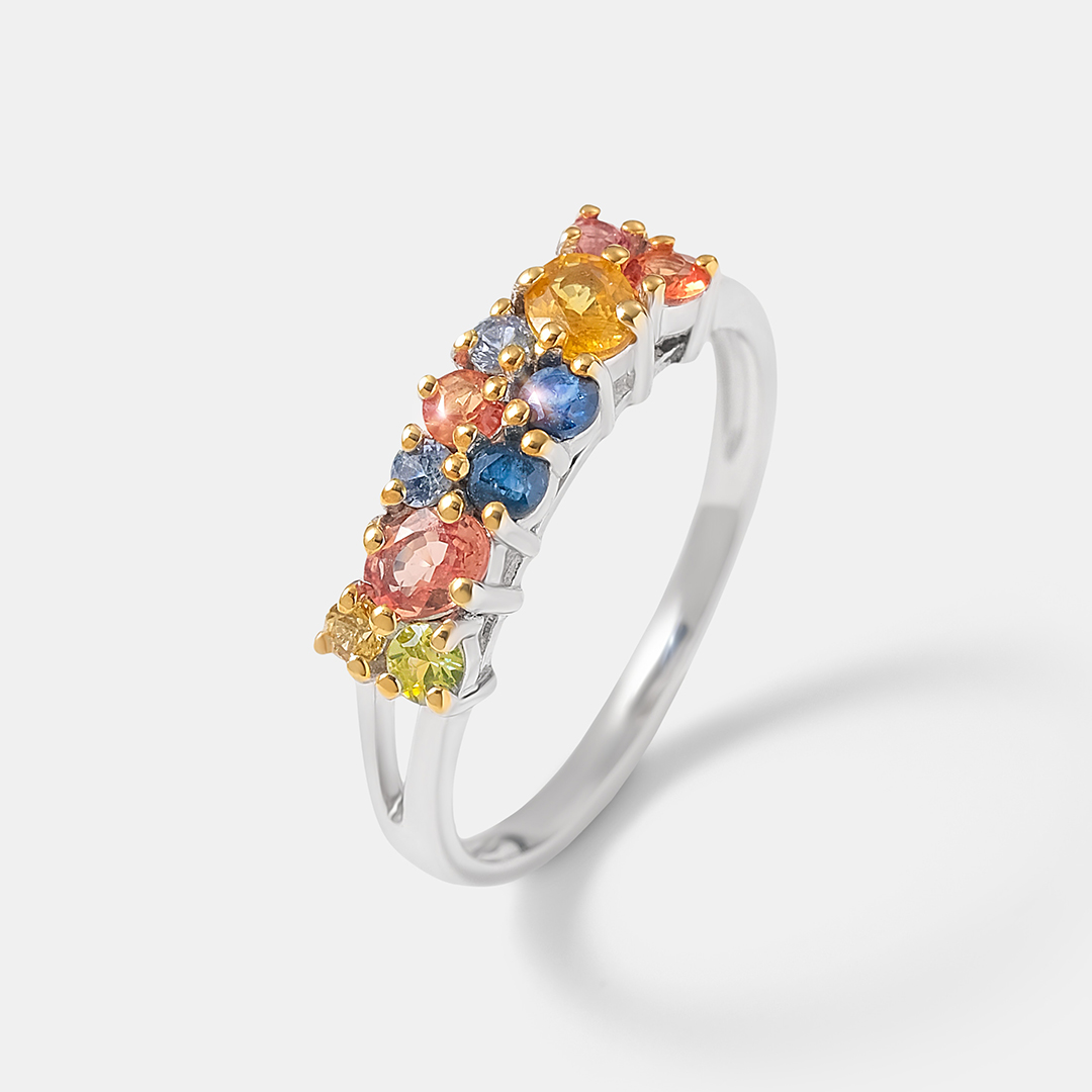 Серебряное кольцо с мультисапфирами