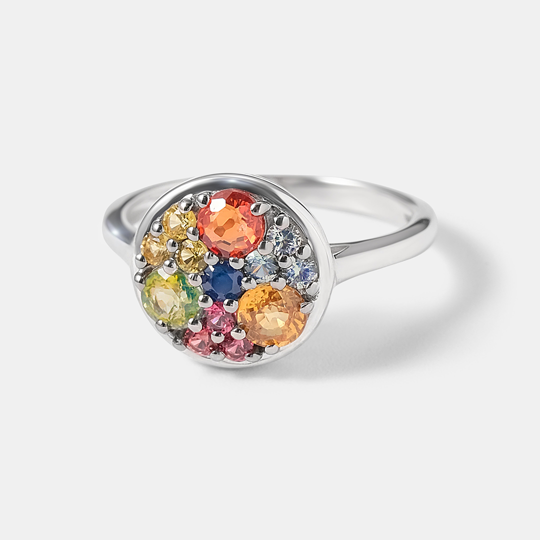 Серебряное кольцо с мультисапфирами
