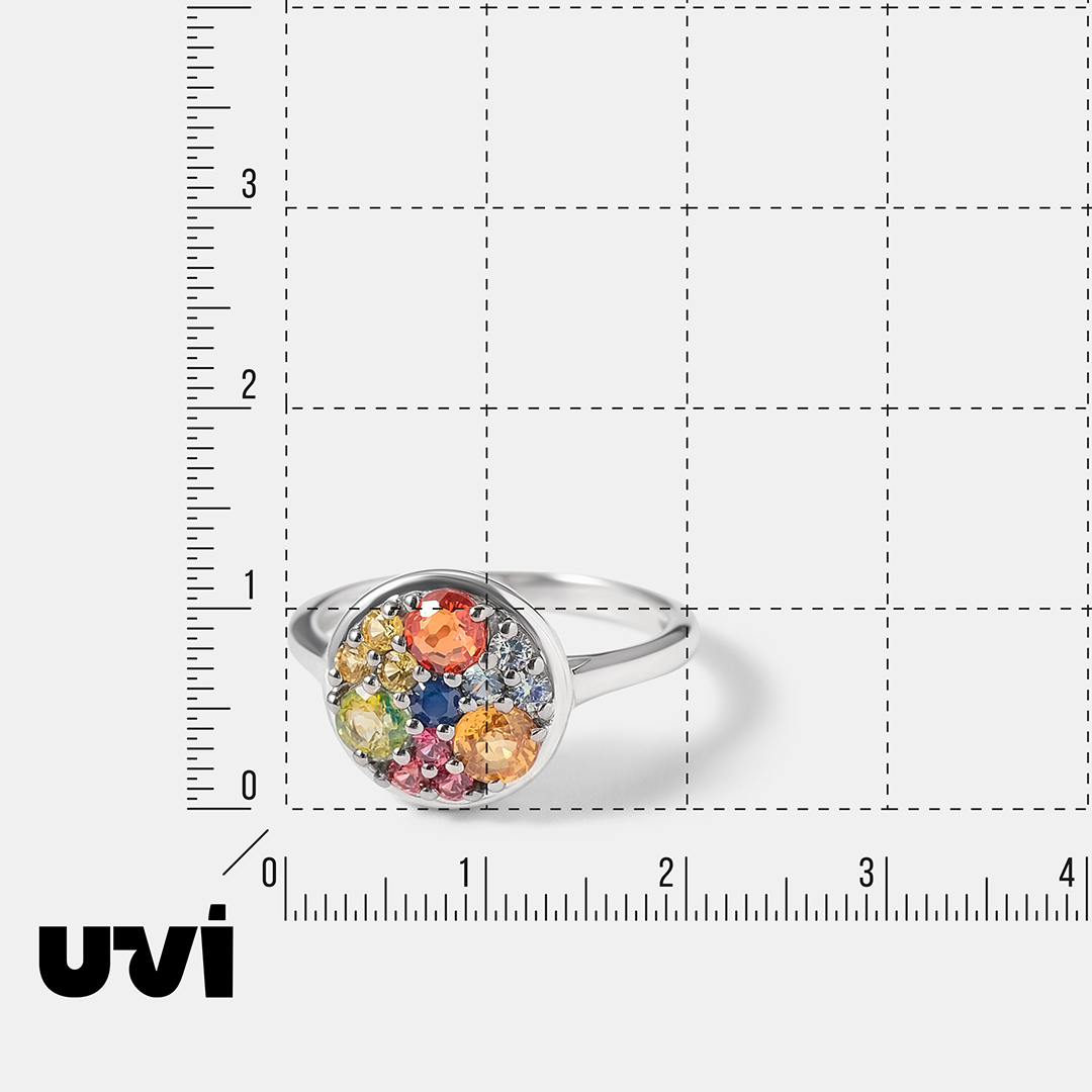 Серебряное кольцо с мультисапфирами