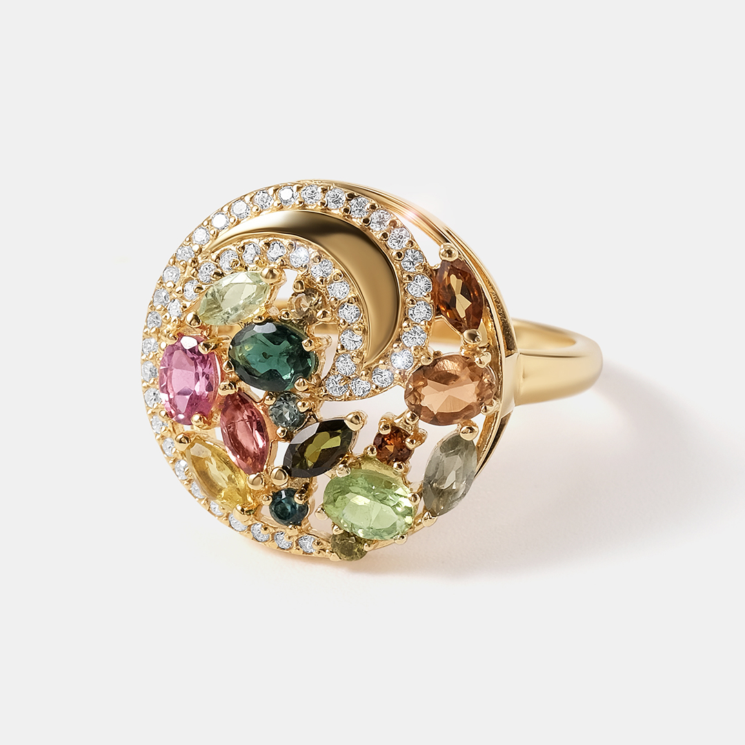 Серебряное кольцо с турмалинами