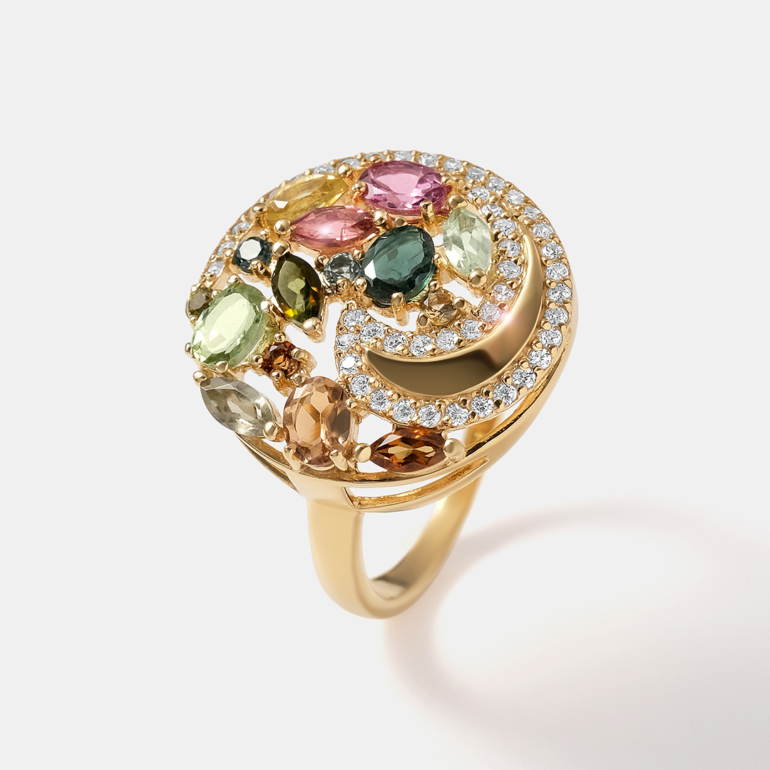 Серебряное кольцо с турмалинами