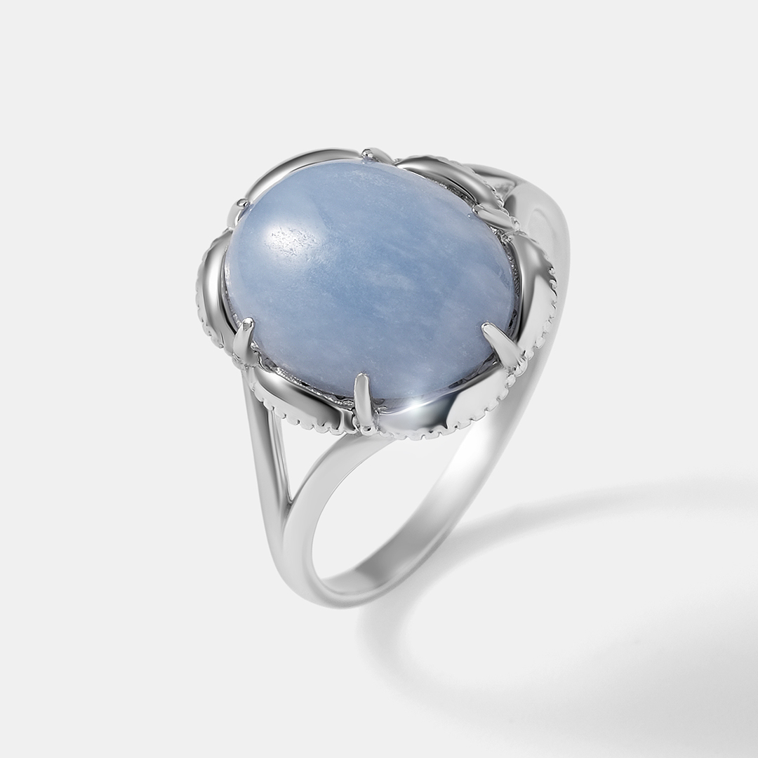 Серебряное кольцо с ангелитом