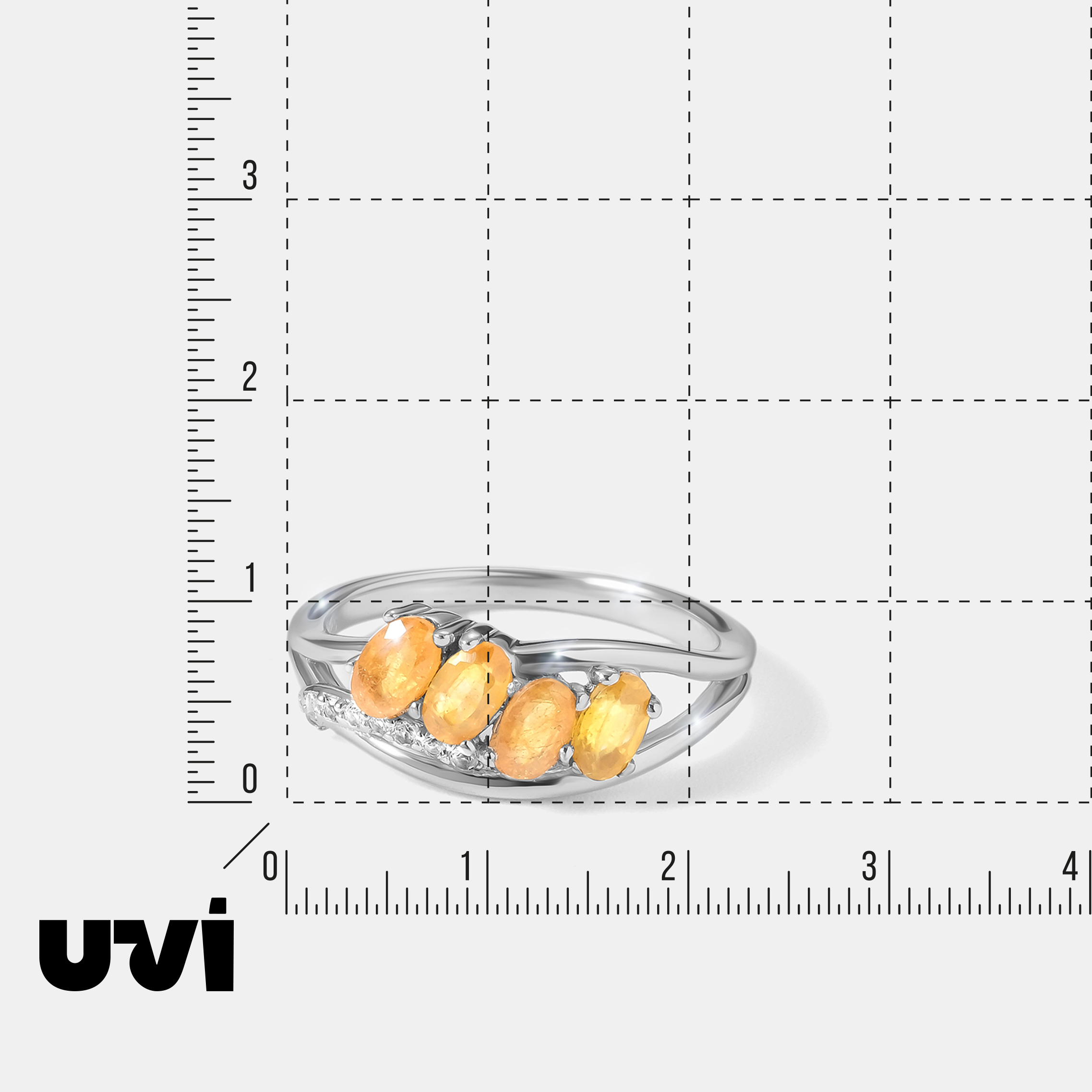 Серебряное кольцо с желтыми сапфирами