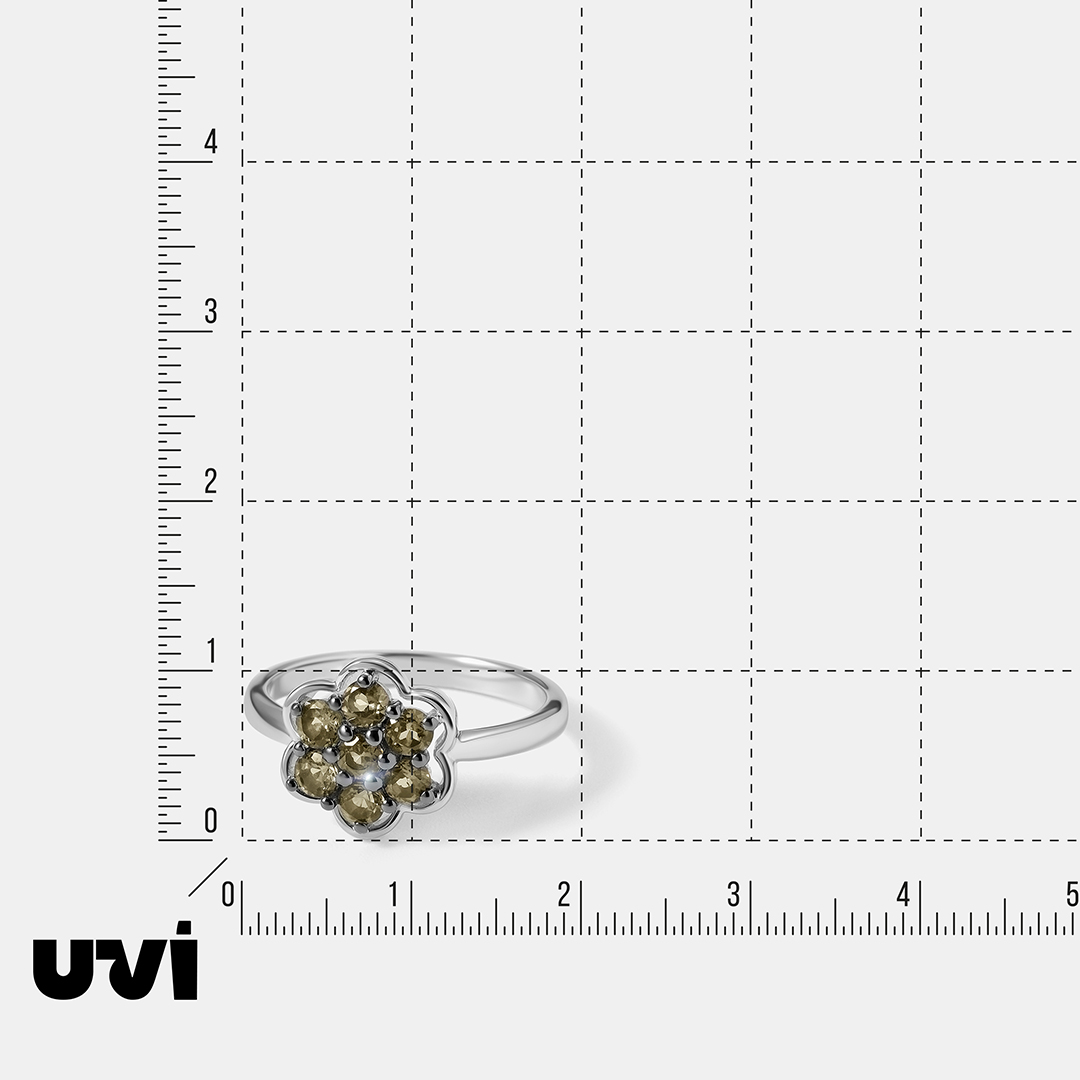 Серебряное кольцо с гранатами "Цветок"