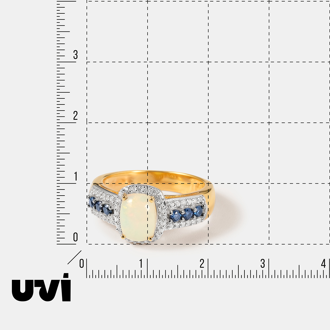 Серебряное кольцо с опалом и сапфирами