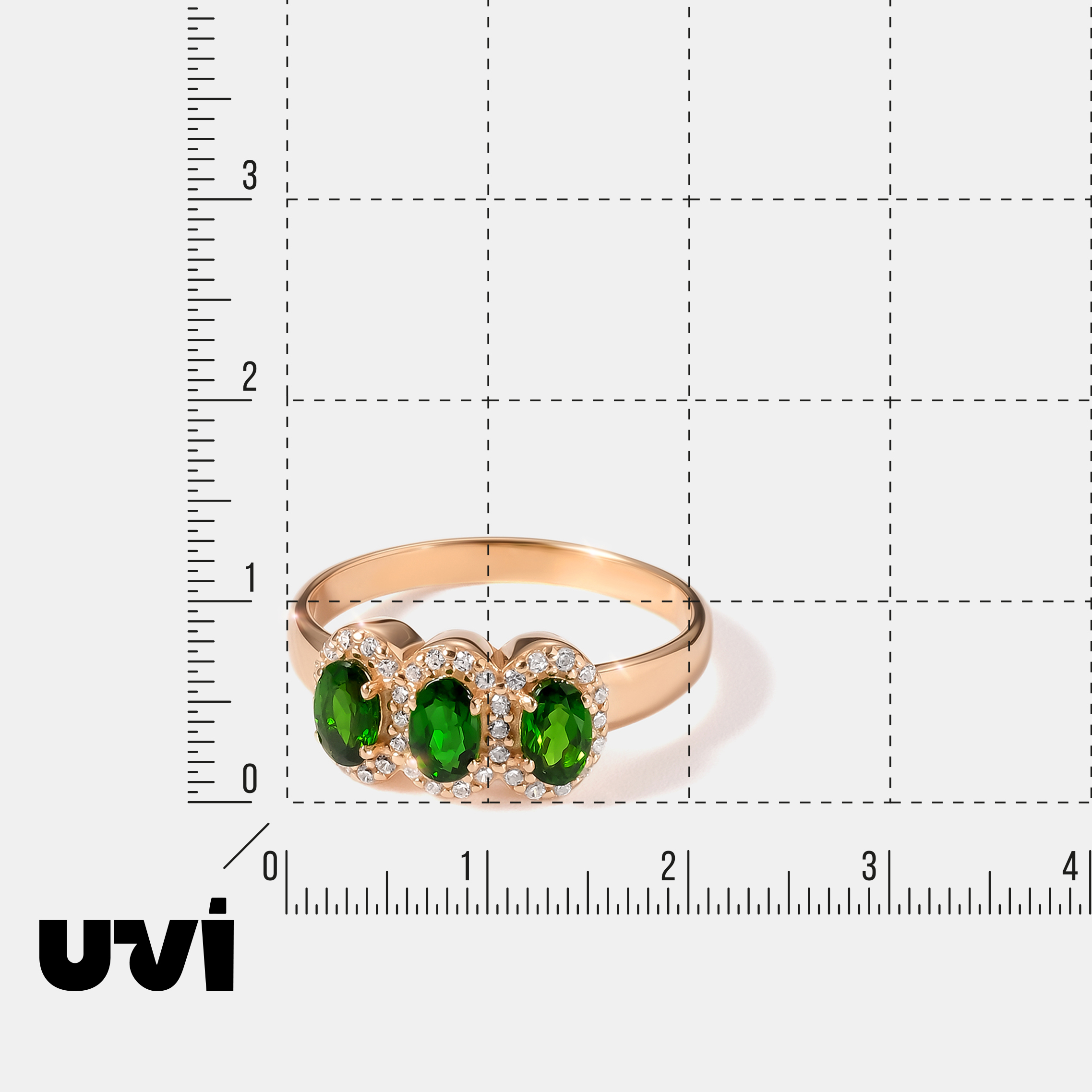 Серебряное кольцо с хромдиопсидами