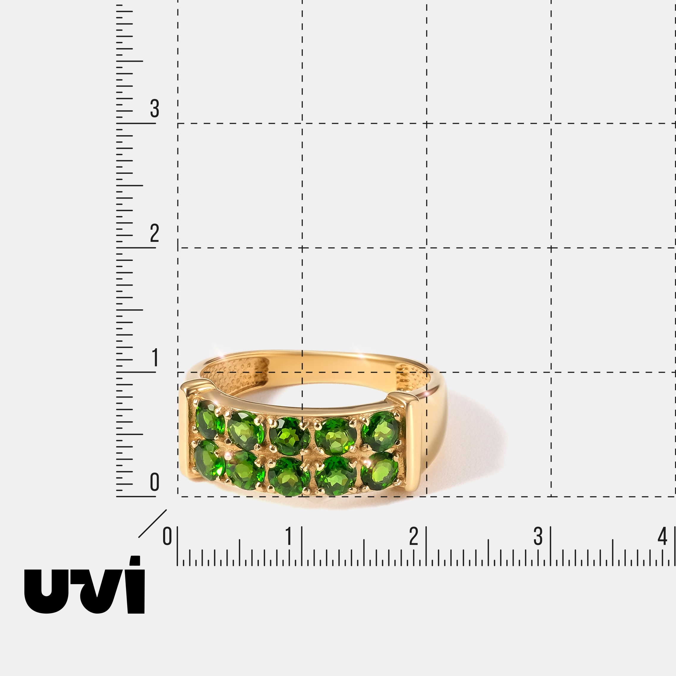 Серебряное кольцо с хромдиопсидами