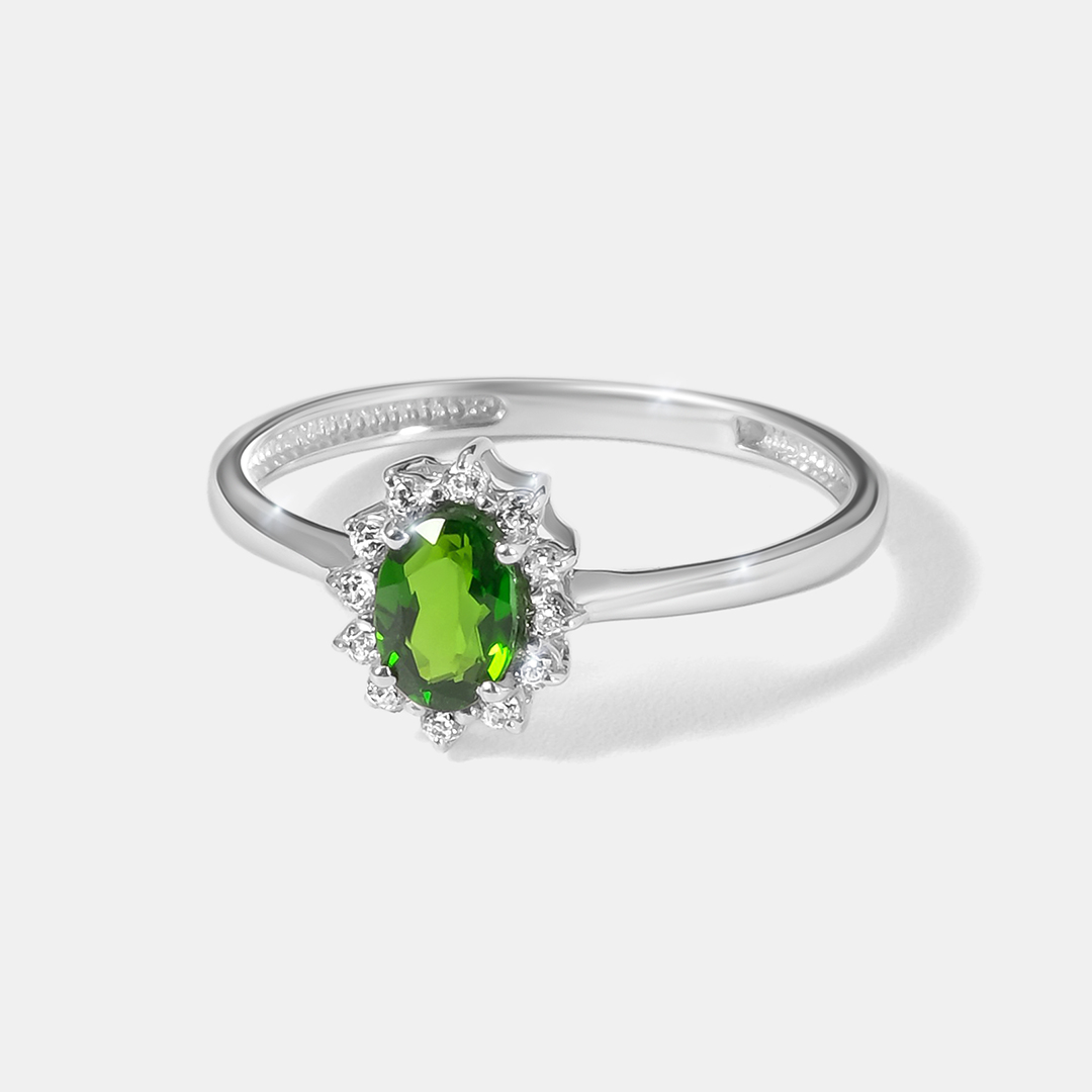 Серебряное кольцо с хромдиопсидом