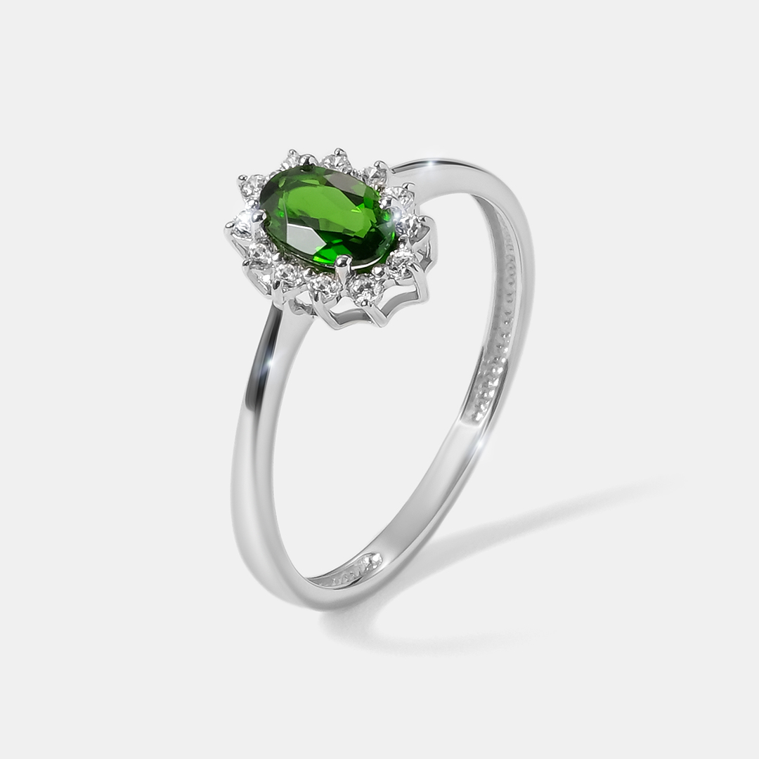 Серебряное кольцо с хромдиопсидом