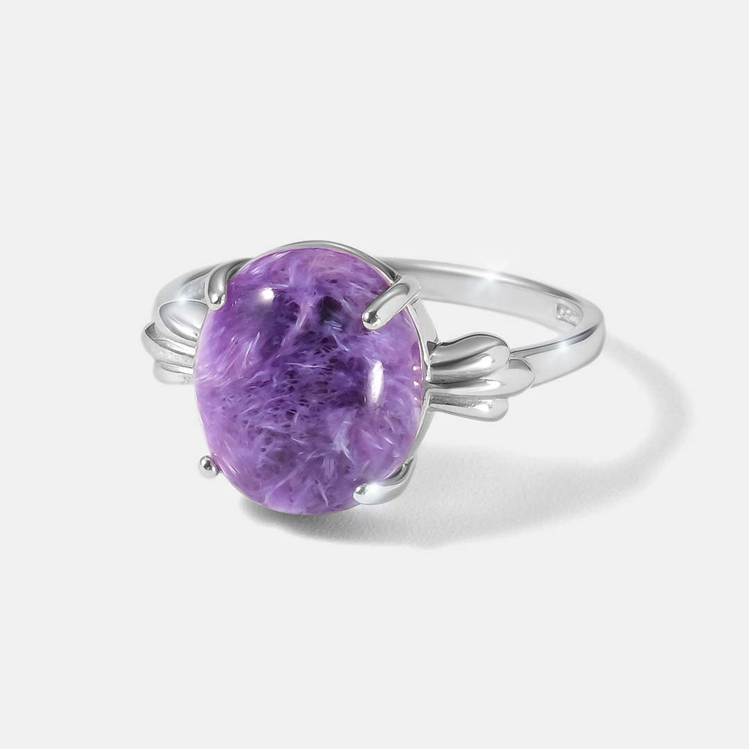 Серебряное кольцо с чароитом