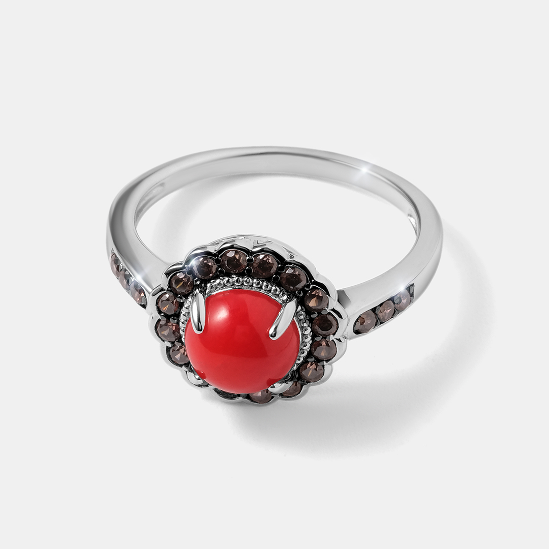 Серебряное кольцо с кораллом