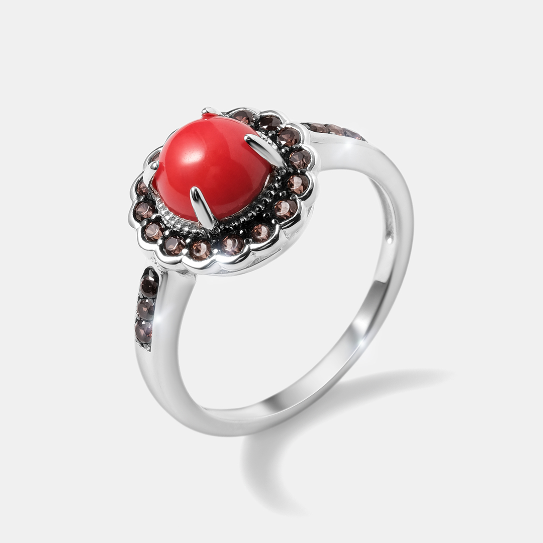 Серебряное кольцо с кораллом