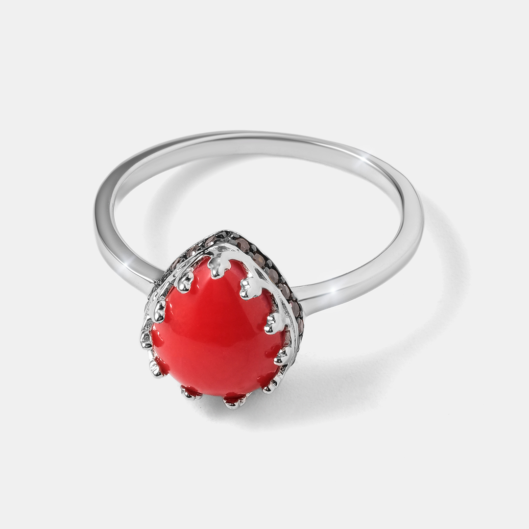 Серебряное кольцо с кораллом