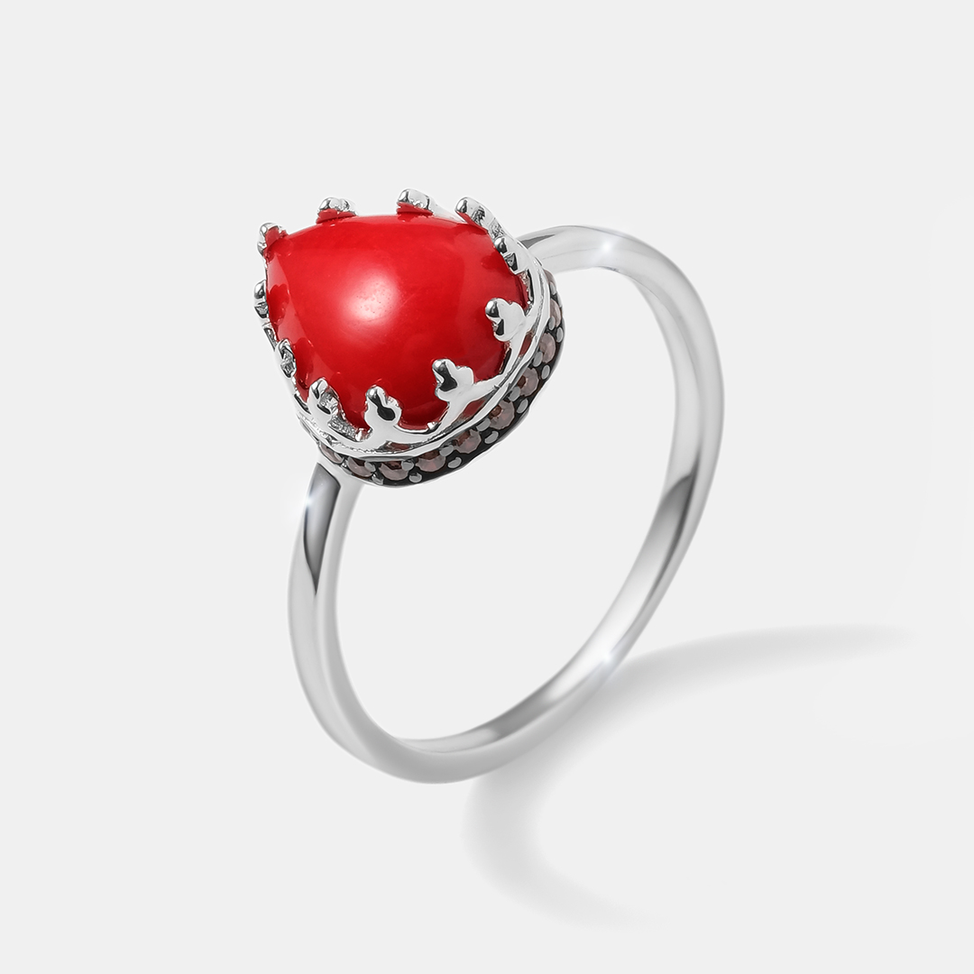 Серебряное кольцо с кораллом