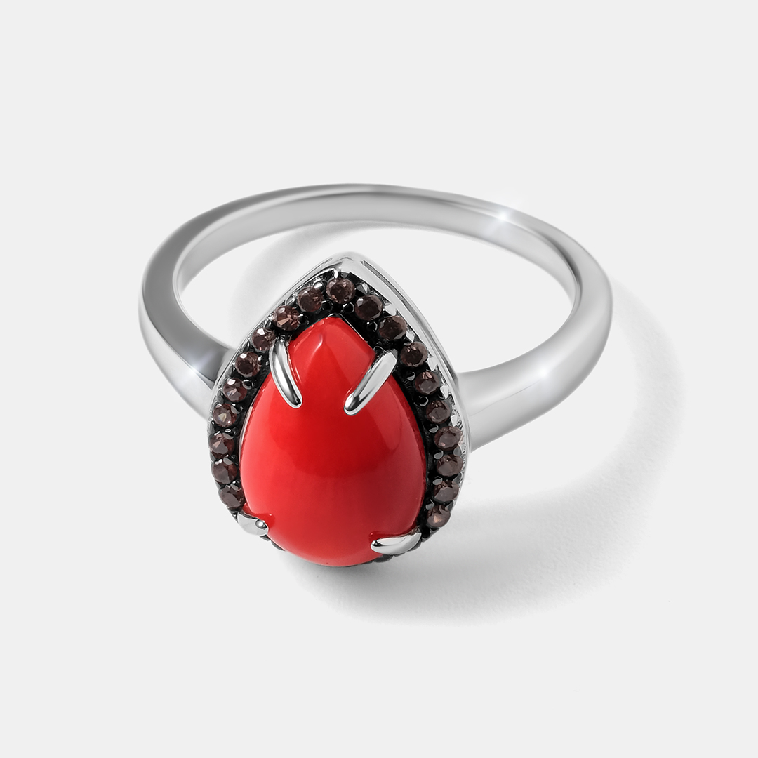 Серебряное кольцо с кораллом