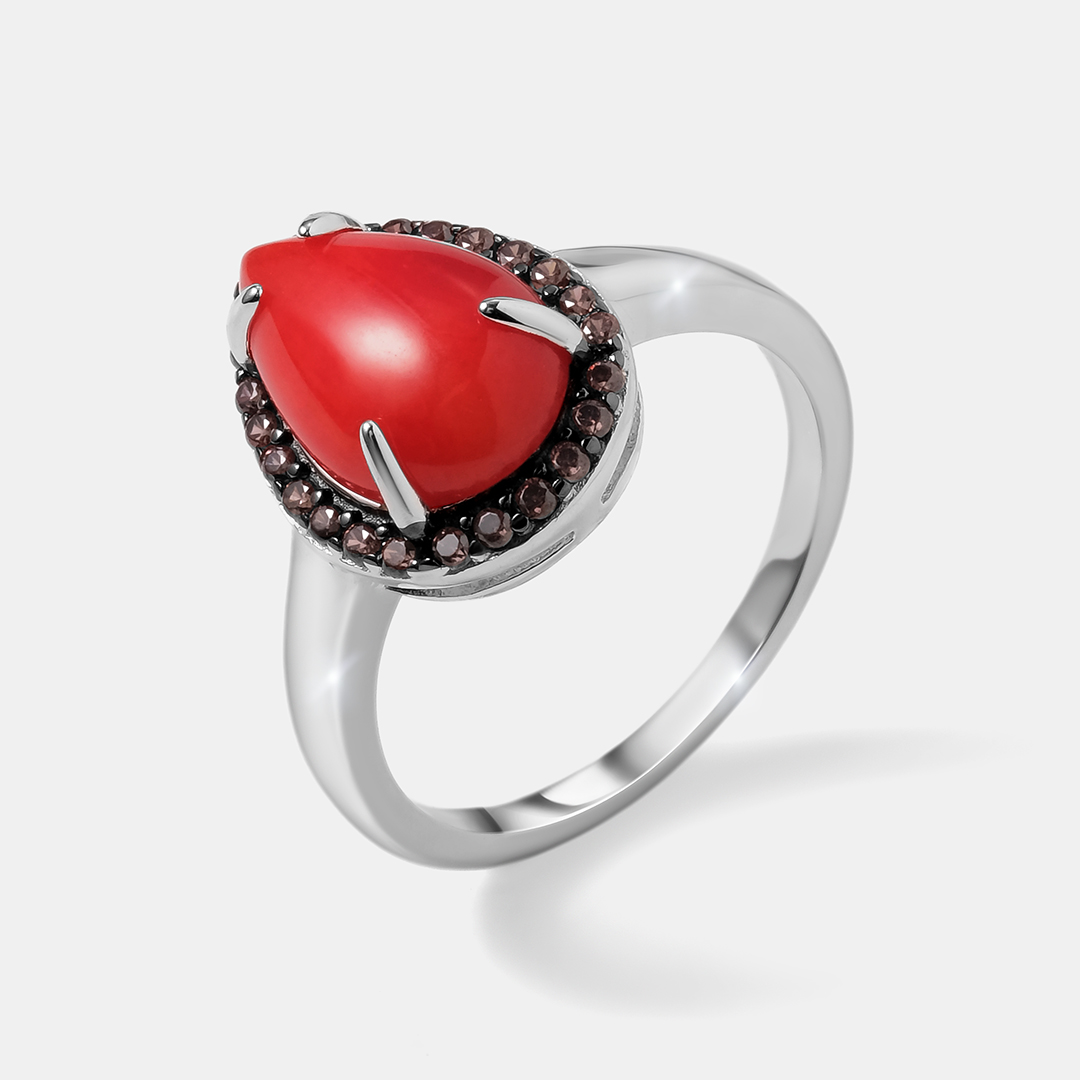 Серебряное кольцо с кораллом