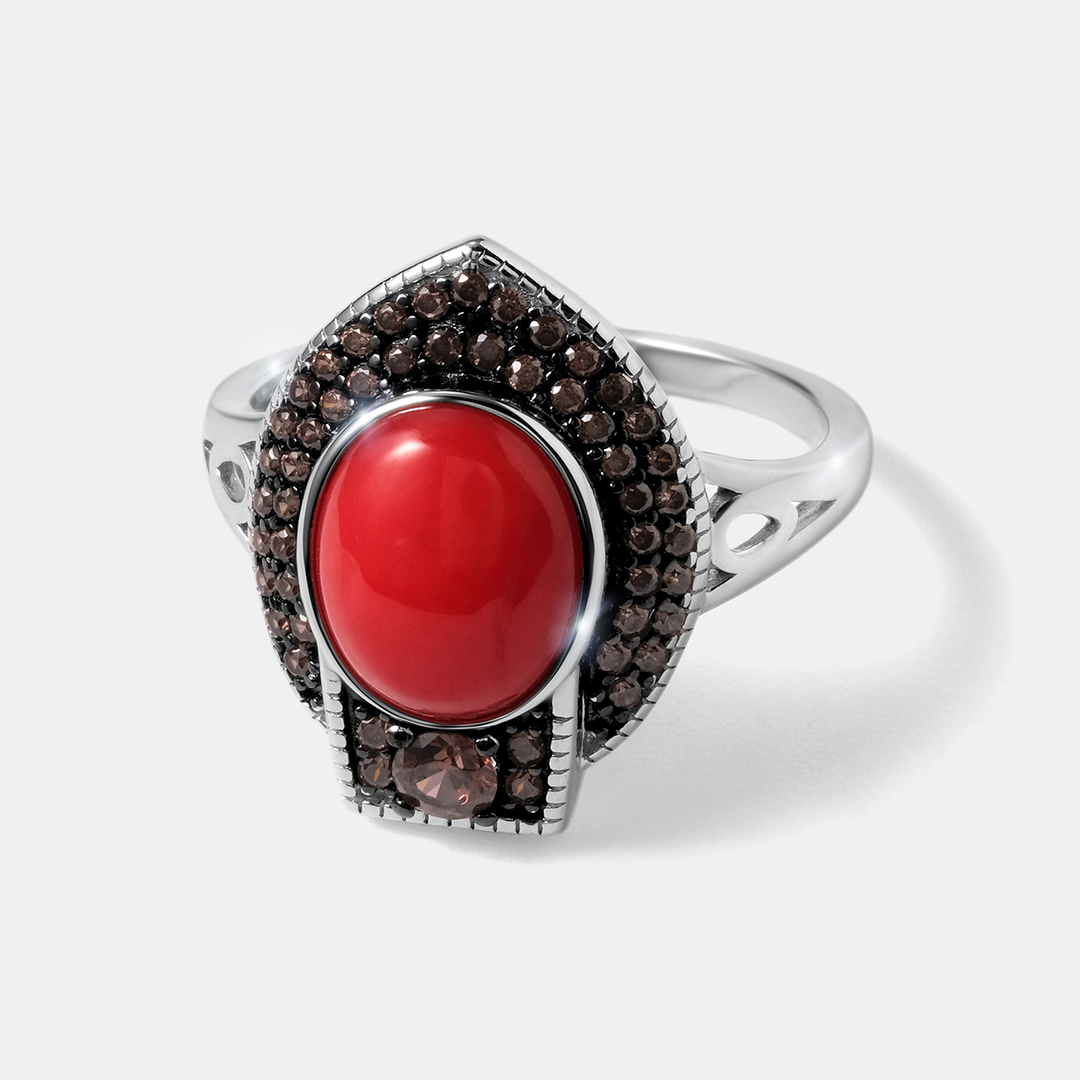 Серебряное кольцо с кораллом