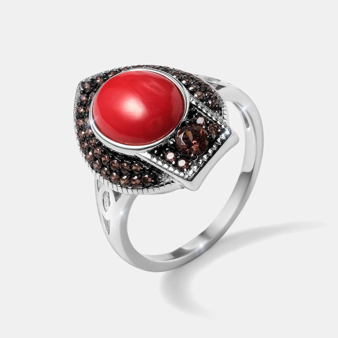 Серебряное кольцо с кораллом