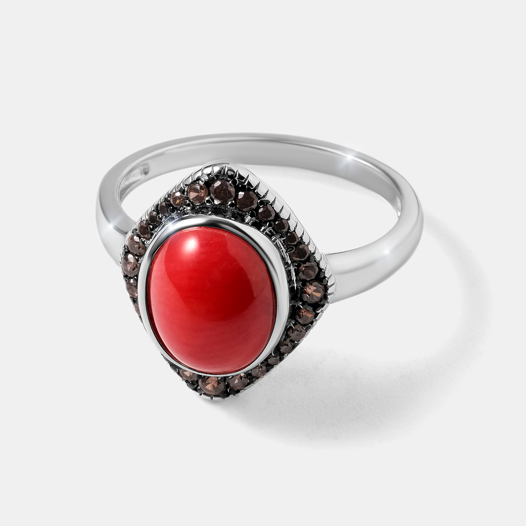 Серебряное кольцо с кораллом