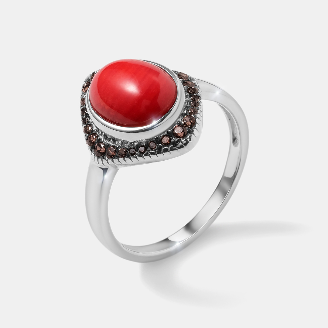 Серебряное кольцо с кораллом
