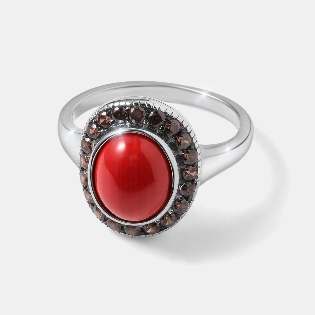 Серебряное кольцо с кораллом